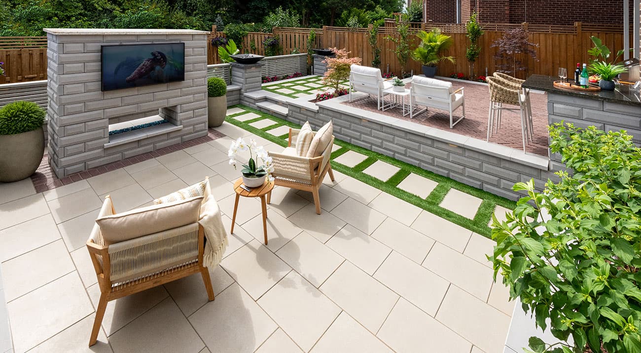 Modern urban paver patio