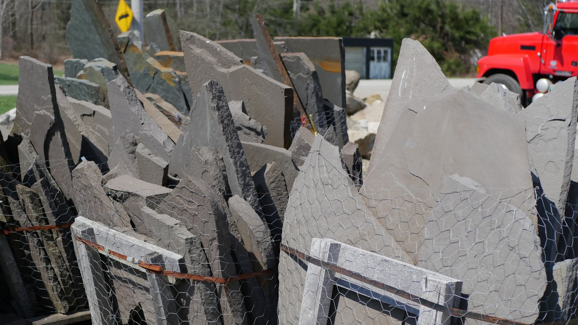 Natural stone landscape feature