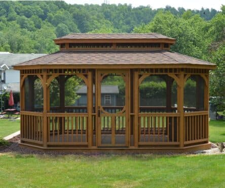 Wood oblong gazebo