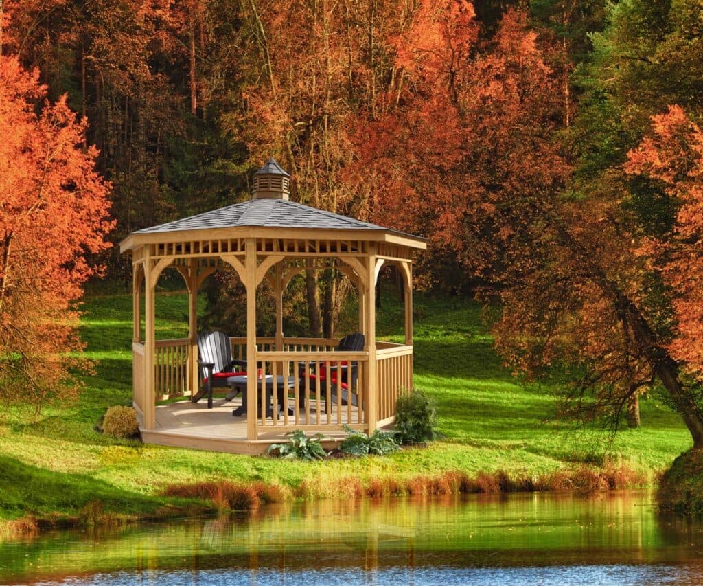 Wood octagon gazebo