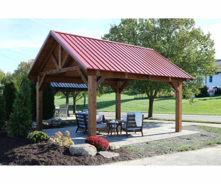 Mesa pavilion with rustic red metal roof