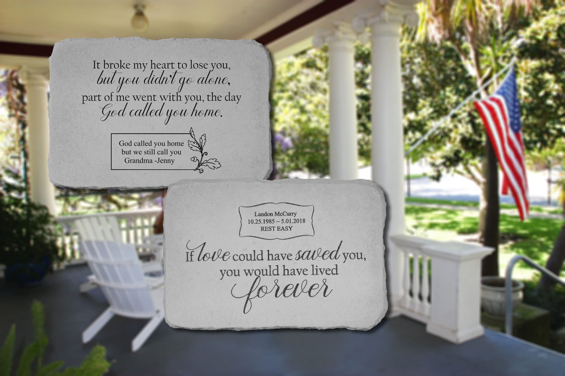 Kay Berry porch flag memorial stone